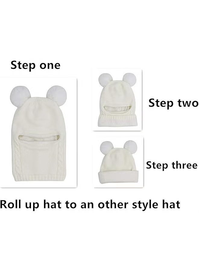 YJ Children’s Winter Hat – A beige winter hat that provides warmth and full coverage for your child’s head, ears, and neck. Made from soft, high-quality knit fabric, gentle on sensitive skin. Suitable for ages 2–6 years. - Image 3